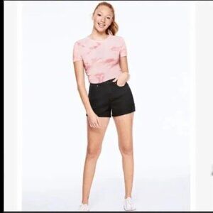 "NWT"PINK Victorias Secret Shorts Women‎ 25 Black High Waisted Cut Off Fringe
